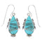 Turquoise Inlay Sterling Silver Southwestern Jewelry Hook Dangle Earrings AX94657